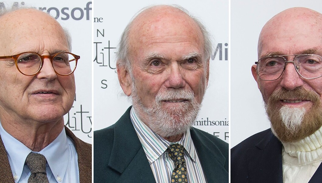 Rainer Weiss, Barry Barish og Kip Thorne. (Foto: Molly Riley, AFP, NTB Scanpix) Rainer Weiss, Barry Barish og Kip Thorne. (Foto: Molly Riley, AFP, NTB Scanpix)