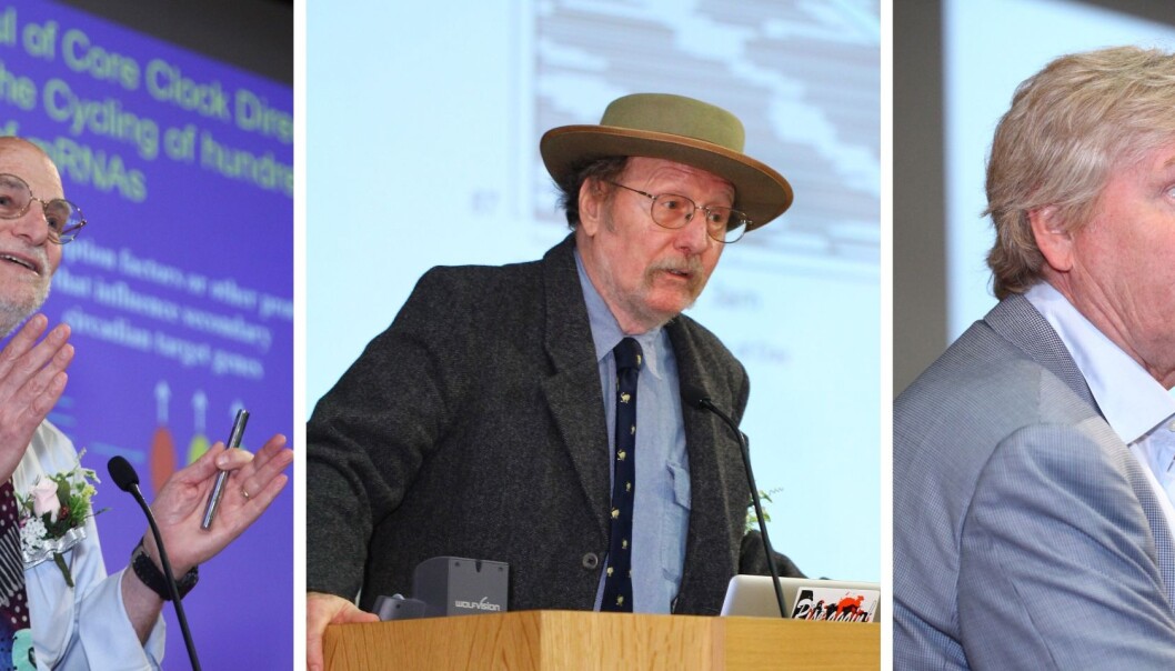 Her er vinnerne Michael Rosbach, Jeffrey C. Hall og Michael W. Young. (Foto: EPA, NTB Scanpix) Her er vinnerne Michael Rosbach, Jeffrey C. Hall og Michael W. Young. (Foto: EPA, NTB Scanpix)
