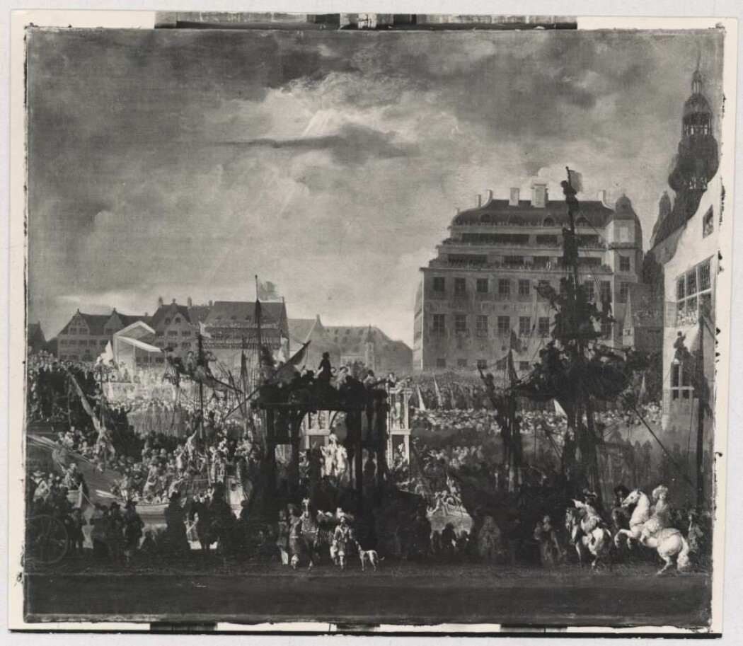 Det var fest i gatene i København etter beslutningen. Borgerskapet og presteskapet hadde underminert riksrådet og adelen. (Illustrasjon: Det kongelige bibliotek)