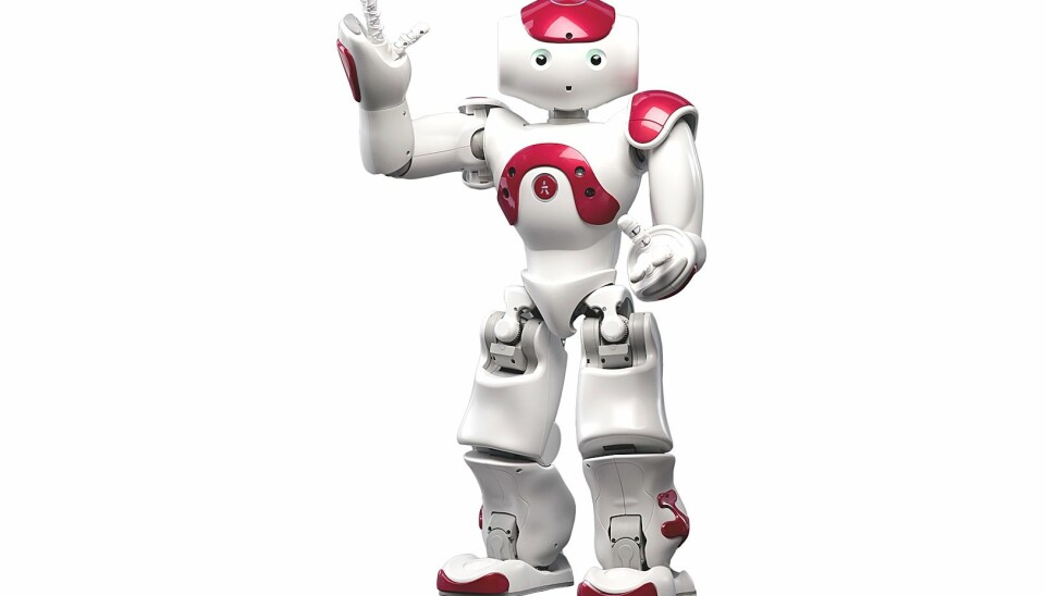 Roboten Nao ser ut som et menneske og er ifølge produsenten nå den mest brukte lærerroboten i verden. Han er utviklet i Frankrike og koster 70 000 kroner.  (Bilde: Aldebaran Robotics)