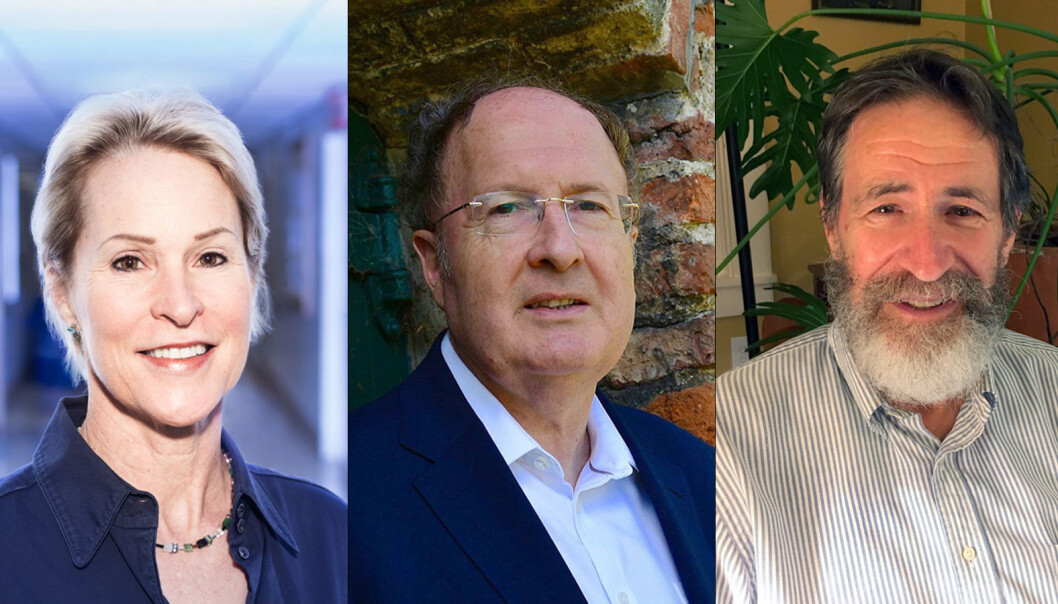 Fra venstre: Frances H. Arnold, Greg Winter og George P. Smith, vinnerne av nobelprisen i kjemi for 2018. (Foto av Frances H. Arnold: California Institute of Technology, foto av Gregory P. Winter: Aga Machaj / CC BY-SA 4.0, foto av George P. Smith: Marjorie Sable / AP / NTB Scanpix, ) Fra venstre: Frances H. Arnold, Greg Winter og George P. Smith, vinnerne av nobelprisen i kjemi for 2018. (Foto av Frances H. Arnold: California Institute of Technology, foto av Gregory P. Winter: Aga Machaj / CC BY-SA 4.0, foto av George P. Smith: Marjorie Sable / AP / NTB Scanpix, )