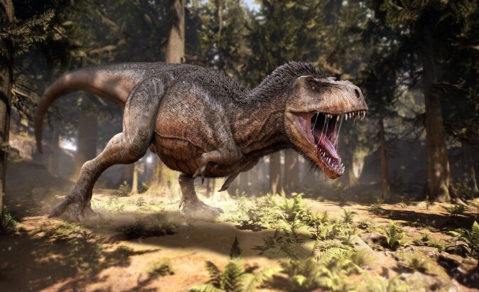 Hadde Tyrannosaurus rex fjær? Antakelig ikke, mener Jørn Hurum (Kunstverk: Herschel Hoffmeyer / Shutterstock / NTB scanpix) Hadde Tyrannosaurus rex fjær? Antakelig ikke, mener Jørn Hurum (Kunstverk: Herschel Hoffmeyer / Shutterstock / NTB scanpix)