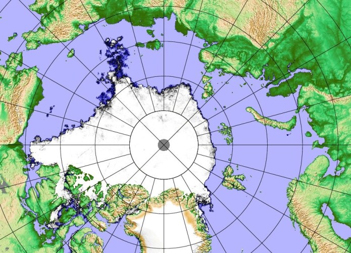 Satellittbasert iskart ved høstjevndøgn 2018. (Bilde: PolarView/Univ Bremen) Satellittbasert iskart ved høstjevndøgn 2018. (Bilde: PolarView/Univ Bremen)
