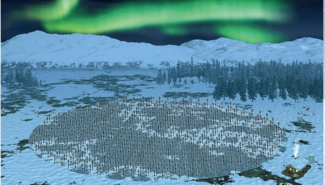 Slik planlegges det nye radarsystemet bygd ut i Skibotn. Dette blir den største enkeltinstallasjonen av internasjonalt forskningsutstyr på fastlandet i Norge. (Illustrasjonsfoto: UiT) Slik planlegges det nye radarsystemet bygd ut i Skibotn. Dette blir den største enkeltinstallasjonen av internasjonalt forskningsutstyr på fastlandet i Norge. (Illustrasjonsfoto: UiT)