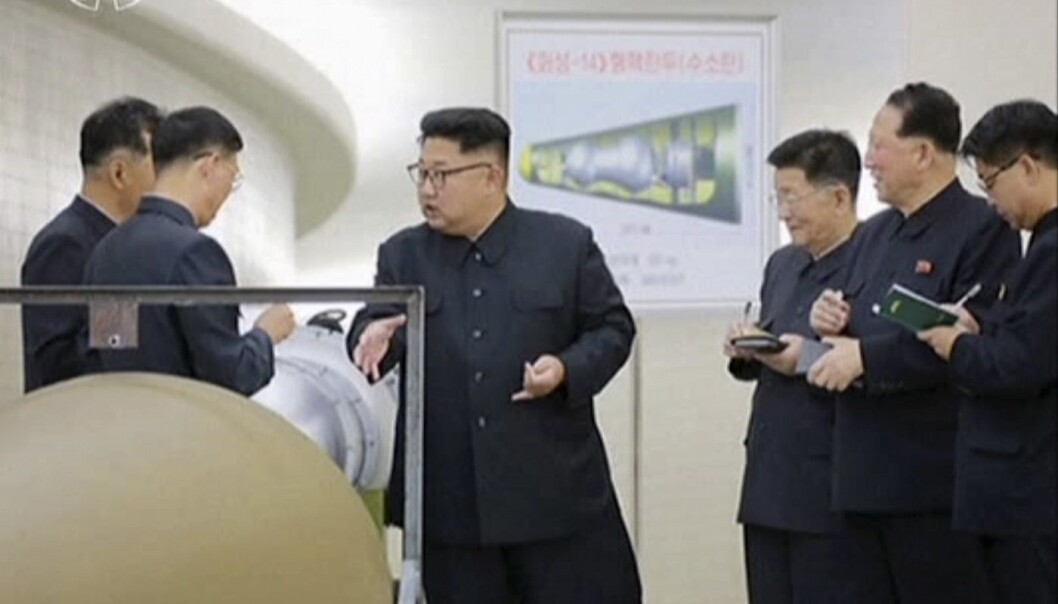Søndag detonerte Nord-Korea en svært kraftig kjernefysisk sprengladning. Regimet i landet hevder det var en hydrogenbombe som ble testet. (Foto: KRT via AP, NTB scanpix) Søndag detonerte Nord-Korea en svært kraftig kjernefysisk sprengladning. Regimet i landet hevder det var en hydrogenbombe som ble testet. (Foto: KRT via AP, NTB scanpix)