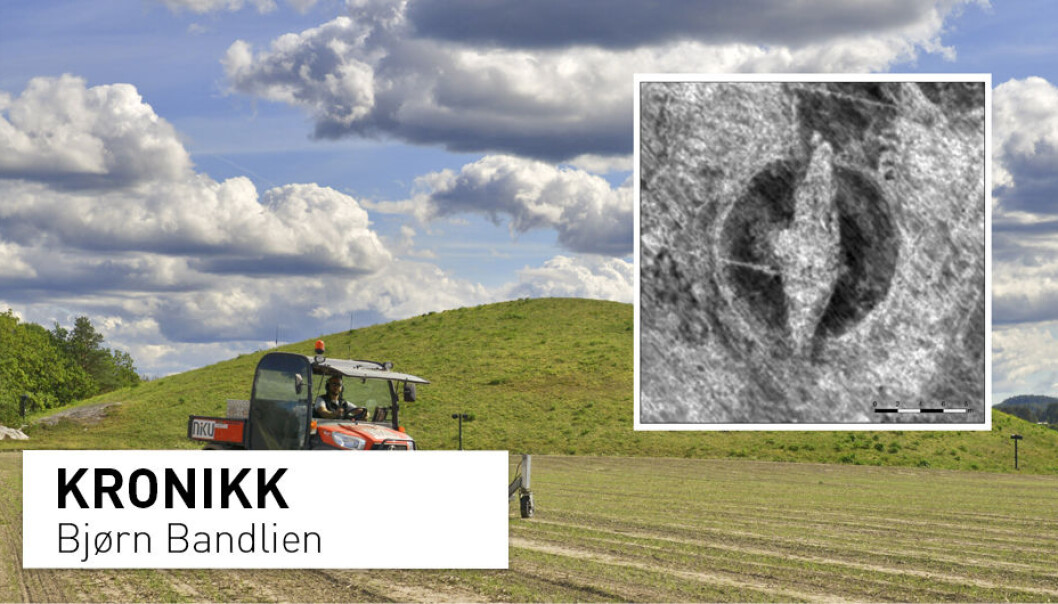 Mandag 15. oktober ble det annonsert at det som ser ut som et vikingskip er funnet på Jellestad i Halden. (Foto: Foto: Lars Gustavsen / NIKU) Mandag 15. oktober ble det annonsert at det som ser ut som et vikingskip er funnet på Jellestad i Halden. (Foto: Foto: Lars Gustavsen / NIKU)