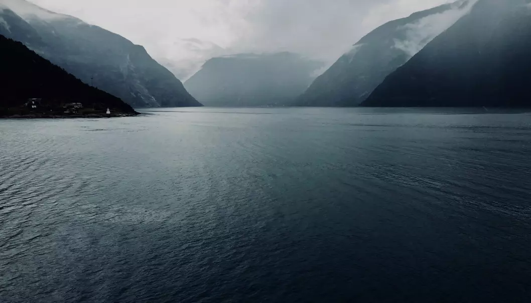 Vi kjenner fjordene våre nesten bare fra overflaten. Hva skjuler seg under bunnen? Her den 1300 meter dype Sognefjorden. (Foto: Bård Amundsen / forskning.no)