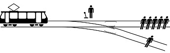 "Trolly-problemet" (Illustrasjon: McGeddon) "Trolly-problemet" (Illustrasjon: McGeddon)
