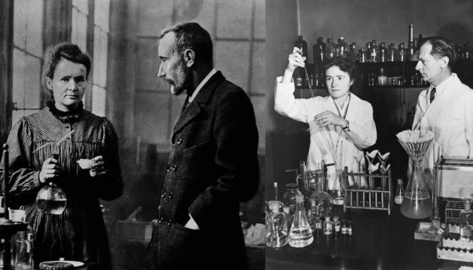 Til venstre ekteparet Marie og Pierre Curie. Til høyre ekteparet Gerty Theresa og Carl Ferdinand Cori. Begge parene har mottatt felles nobelpriser – Marie Curie mottok dessuten nobelprisen i kjemi i 1911. (Foto: Wikimedia Commons/Smithsonian Institution)