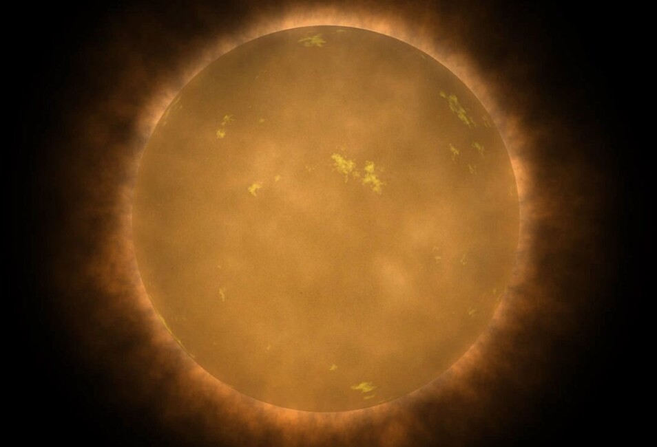 Slik ser en kunstner for seg at en rød dverg kan se ut i det virkelige liv. (Bilde: NASA/Walt Feimer)