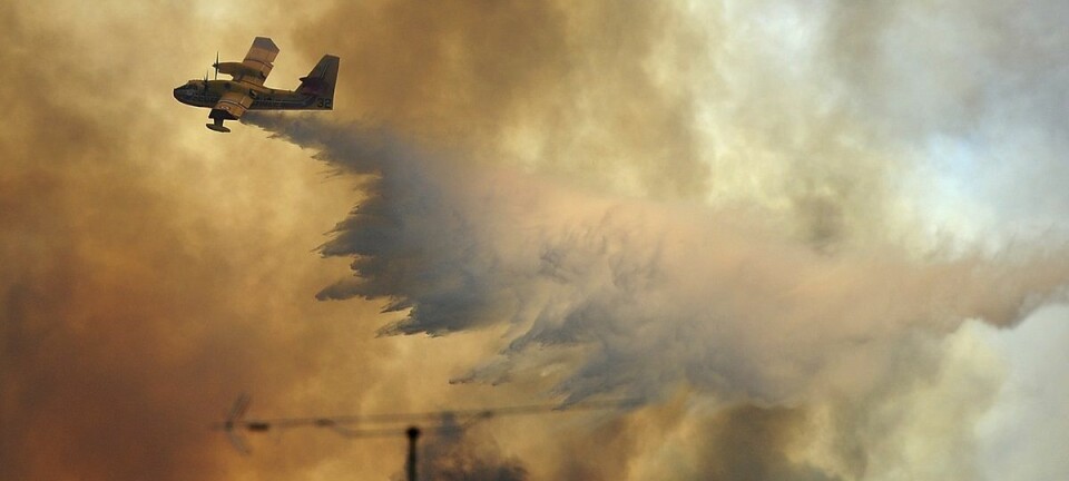 Et fly slipper vann over et brannherjet område ved Pedrógão Grande i Portugal i midten av juni. (Foto: AP, NTB scanpix)