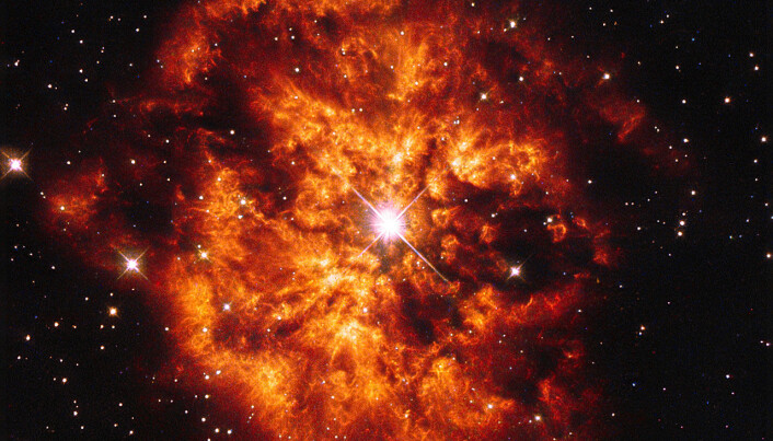 En annen Wolf-Rayet-stjerne, kalt WR 124. Den ligger rundt 28 000 lysår unna. (Bilde: Judy Schmidt) En annen Wolf-Rayet-stjerne, kalt WR 124. Den ligger rundt 28 000 lysår unna. (Bilde: Judy Schmidt)