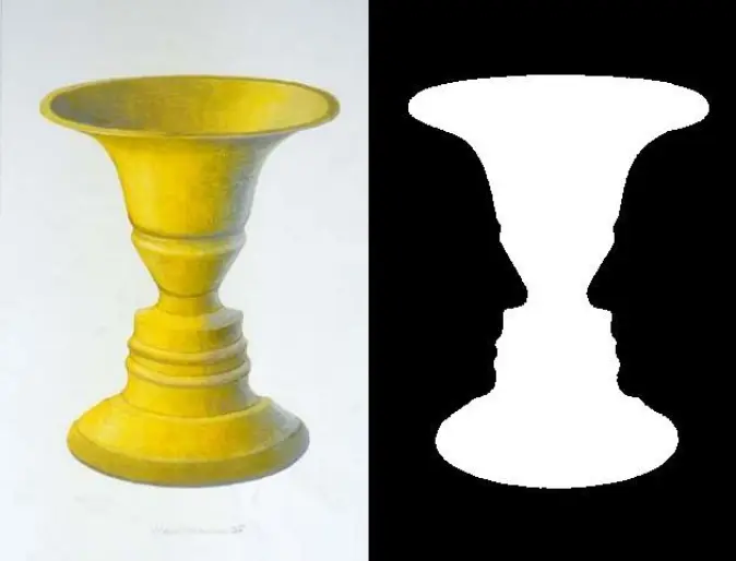 En klassiker. Rubins vase er en verdens mest kjente optiske illusjoner. Den er funnet opp av den danske psykologen Edgar Rubin (1886–1951). En studie har vist at barn i 3-4-årsalderen har problemer med å se begge figurene på bildet når de først har sett den ene. Det forteller oss noe om hvordan barns hjerner utvikles. (Illustrasjon: John Smithson 2007/Wikimedia commons) En klassiker. Rubins vase er en verdens mest kjente optiske illusjoner. Den er funnet opp av den danske psykologen Edgar Rubin (1886–1951). En studie har vist at barn i 3-4-årsalderen har problemer med å se begge figurene på bildet når de først har sett den ene. Det forteller oss noe om hvordan barns hjerner utvikles. (Illustrasjon: John Smithson 2007/Wikimedia commons)