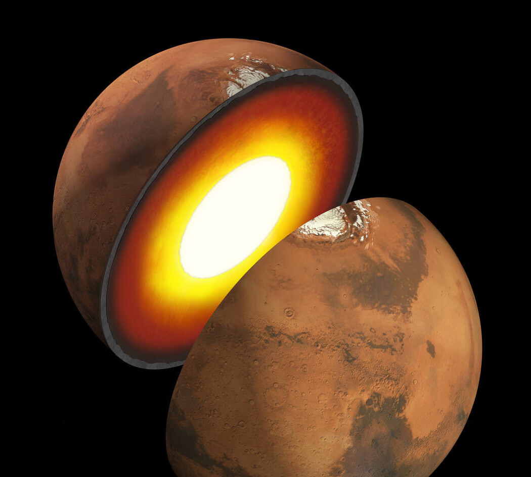 Forskerne har en del kvalifiserte gjetninger om hva som finnes inni Mars, men egentlig vet de ikke. (Illustrasjon: JPL, NASA) Forskerne har en del kvalifiserte gjetninger om hva som finnes inni Mars, men egentlig vet de ikke. (Illustrasjon: JPL, NASA)