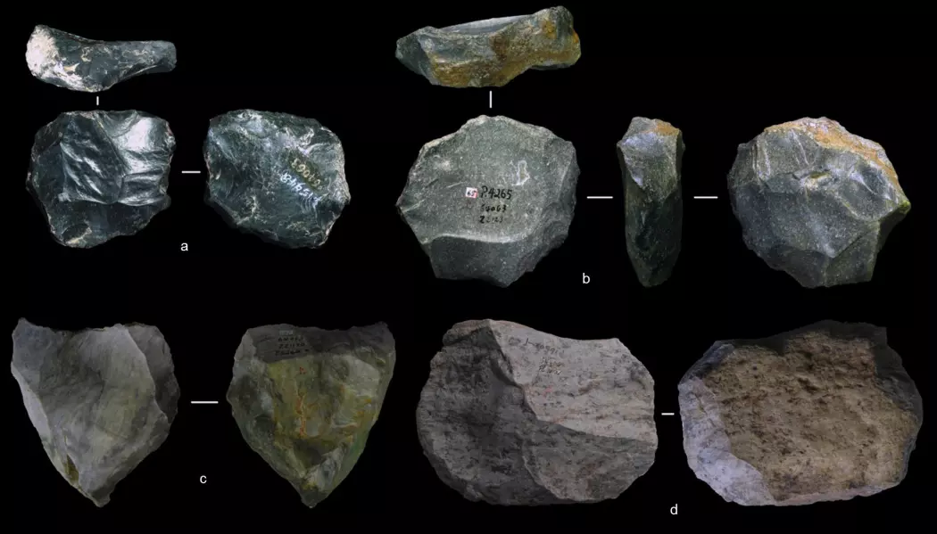 80 000–170 000 år gamle steinverktøy funnet i en hule tyder på at asiatiske fortidsmennesker var tidlig ute med teknologien. (Foto: Marwick et al.)