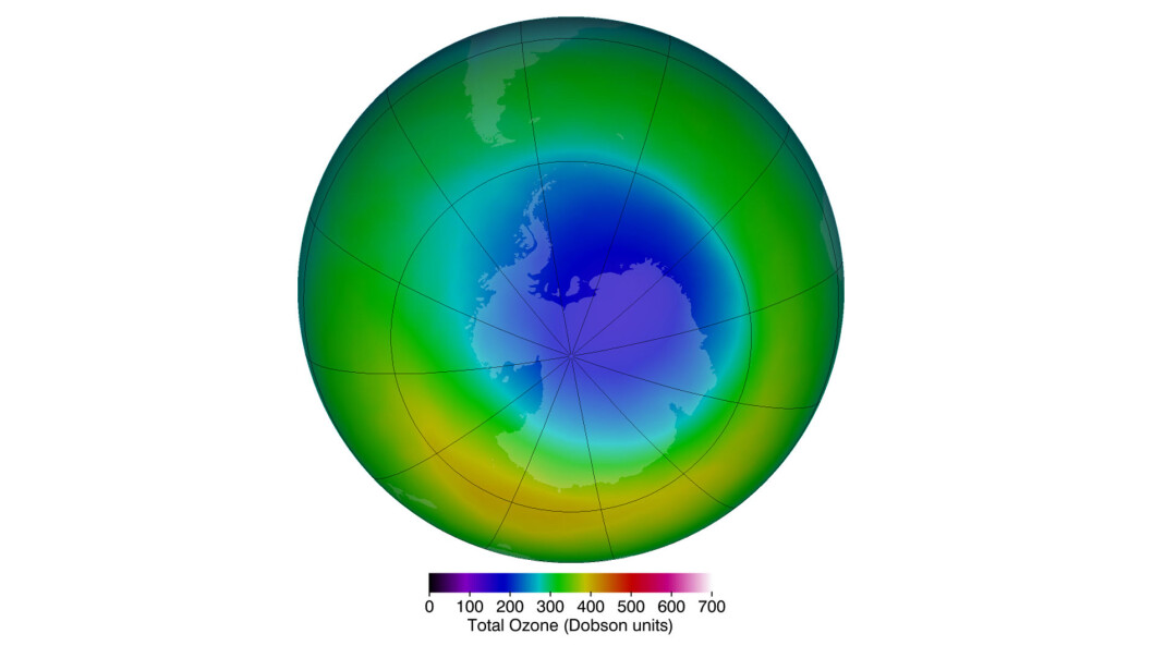 Hullet i Ozonlaget slik det så ut i oktober 2013. Det er ikke konstant, og det forsvinner mellom desember og september, før syklusen starter på ny. (Bilde: NASA) Hullet i Ozonlaget slik det så ut i oktober 2013. Det er ikke konstant, og det forsvinner mellom desember og september, før syklusen starter på ny. (Bilde: NASA)