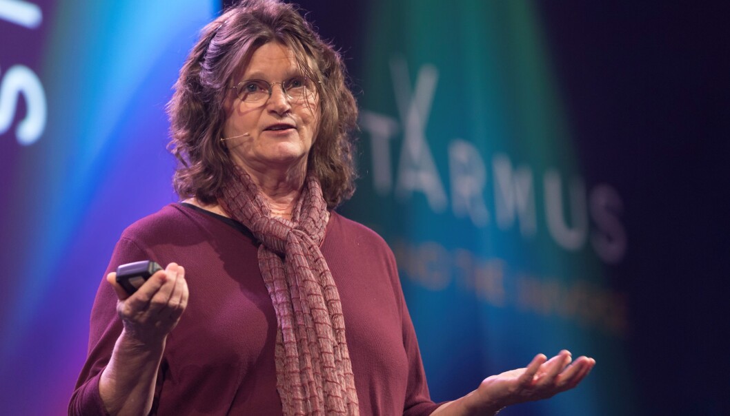 Marinbiolog Nancy Knowlton oppfordret Starmus-publikummet i Trondheim til å dele de gode historiene. (Foto: Thor Nielsen, NTNU) Marinbiolog Nancy Knowlton oppfordret Starmus-publikummet i Trondheim til å dele de gode historiene. (Foto: Thor Nielsen, NTNU)