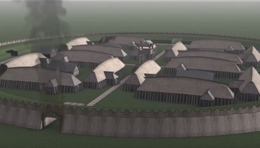 Noen har brakt keramikk inn i portene på Borgring, etter at den brant. Det har med andre ord vært et etterliv man ikke har kjent til. (Screendump fra video fra Archaeological IT Aarhus University lenger nede) (Foto: Screendump fra video fra Archaeological IT Aarhus University lenger nede) Noen har brakt keramikk inn i portene på Borgring, etter at den brant. Det har med andre ord vært et etterliv man ikke har kjent til. (Screendump fra video fra Archaeological IT Aarhus University lenger nede) (Foto: Screendump fra video fra Archaeological IT Aarhus University lenger nede)