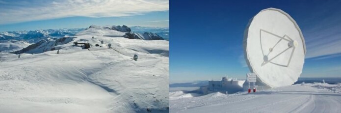 The Emerald-galaksen (Smaragden) har blitt observert med to radioteleskoper som er 15 og 30 meter høye og står på henholdsvis Veleta-fjellet i Spania og i de franske alpene. (Foto: DiVertiCimes, IRAM) The Emerald-galaksen (Smaragden) har blitt observert med to radioteleskoper som er 15 og 30 meter høye og står på henholdsvis Veleta-fjellet i Spania og i de franske alpene. (Foto: DiVertiCimes, IRAM)