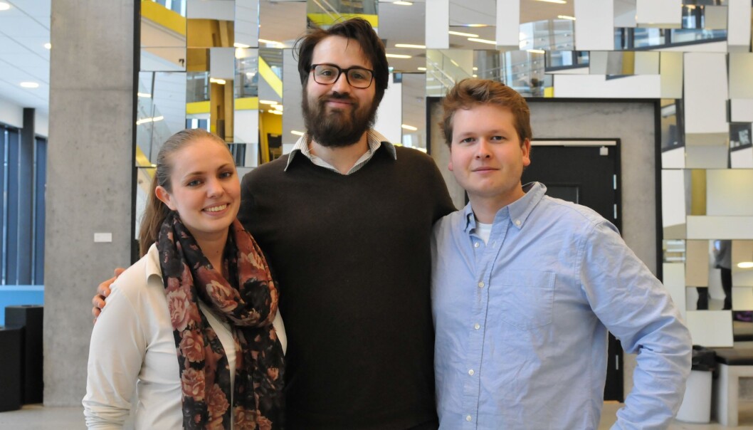 NHH-studentene Linda Langøy Roald, Matteo Blomberg Ghini og Jørgen Iden skal utvikle det de kaller en produksjonsplattform for kultur- og konferansearrangementer. - Vi tror vår løsning kan bidra til en lettere og mer profesjonell gjennomføring av slike arrangementer, sier Ghini. (Foto: NHH) NHH-studentene Linda Langøy Roald, Matteo Blomberg Ghini og Jørgen Iden skal utvikle det de kaller en produksjonsplattform for kultur- og konferansearrangementer. - Vi tror vår løsning kan bidra til en lettere og mer profesjonell gjennomføring av slike arrangementer, sier Ghini. (Foto: NHH)