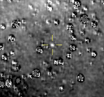 Et bilde fra NASA-sonden New Horizons viser Ultima Thule, markert i midten. Første nyttårsdag flyr New Horizons tett forbi det 30 kilometer store objektet i det såkalte Kuiperbeltet, et fjerntliggende område som strekker seg fra Neptuns bane og utover. (Foto: NASA / Johns Hopkins University Applied Physics Laboratory/Southwest Research Institute via AP / NTB scanpix) Et bilde fra NASA-sonden New Horizons viser Ultima Thule, markert i midten. Første nyttårsdag flyr New Horizons tett forbi det 30 kilometer store objektet i det såkalte Kuiperbeltet, et fjerntliggende område som strekker seg fra Neptuns bane og utover. (Foto: NASA / Johns Hopkins University Applied Physics Laboratory/Southwest Research Institute via AP / NTB scanpix)