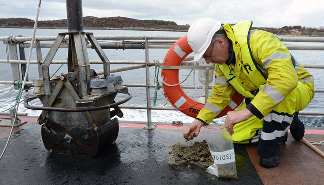 I snart ti år har forskere kartlagt den norske kystsonen for å registrere nøkkelområder for enkelte arter. Her fotograferer og beskriver forsker Reidulv Bøe prøvene nøyaktig. (Foto: NGU) I snart ti år har forskere kartlagt den norske kystsonen for å registrere nøkkelområder for enkelte arter. Her fotograferer og beskriver forsker Reidulv Bøe prøvene nøyaktig. (Foto: NGU)