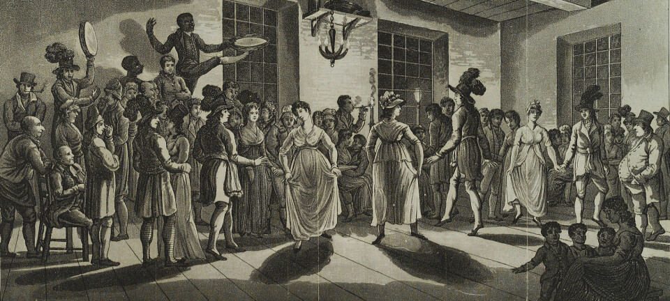 Det var svært viktig for unge menn å lære seg den kompliserte dansen menuett. Det gjaldt også norske gutter fra rike familier.  (Bilde: New York Public Library's Digital Library/wikimedia commons)