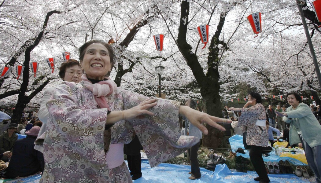 Kvinner danser i en park i Tokyo under feiringen av kirsebærblomstringen i 2012. Dans kan være bra i alderdommen, tror forskere. (Foto: Koji Sasahara/AP/NTB scanpix) Kvinner danser i en park i Tokyo under feiringen av kirsebærblomstringen i 2012. Dans kan være bra i alderdommen, tror forskere. (Foto: Koji Sasahara/AP/NTB scanpix)