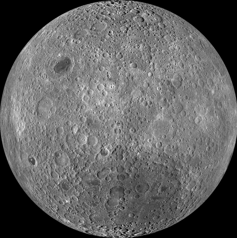 Dette bildet er satt sammen av mange små bilder. Bildene ble tatt av en amerikansk romsonde mellom 2009 og 2011. (Kilde: NASA/Goddard/Arizona State University.)
