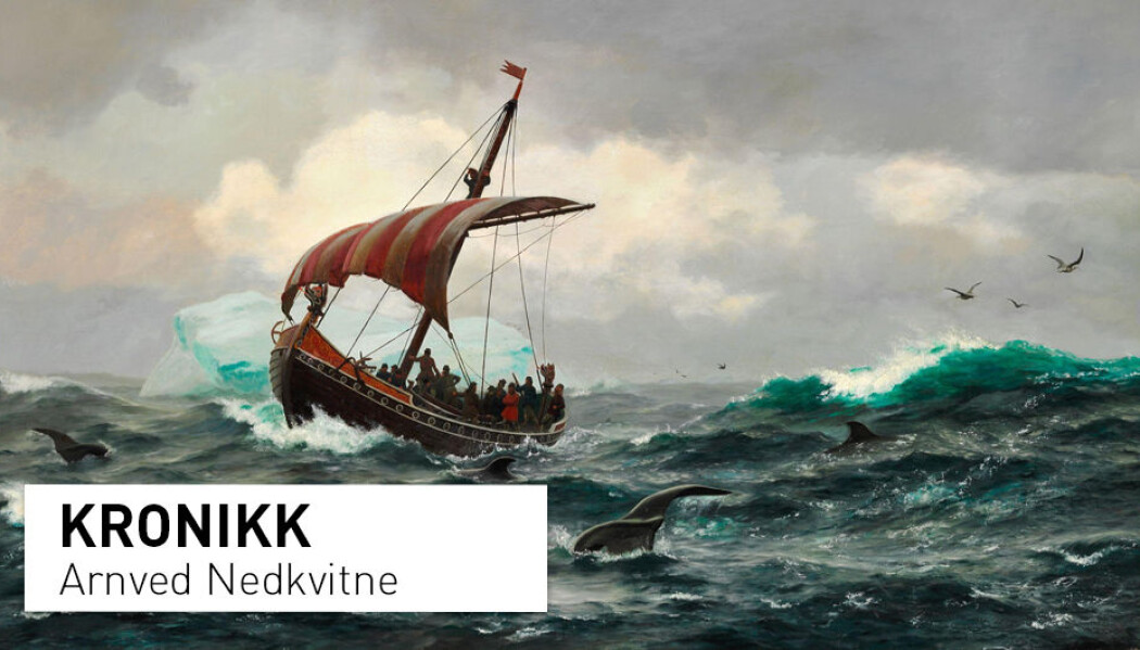 – De norrøne overlevde på Grønland i over 400 år fordi de brakte med seg økologiske tilpasnings-strategier fra Norge og Island, skriver kronikkforfatteren. (Maleri av Carl Rasmussen) – De norrøne overlevde på Grønland i over 400 år fordi de brakte med seg økologiske tilpasnings-strategier fra Norge og Island, skriver kronikkforfatteren. (Maleri av Carl Rasmussen)