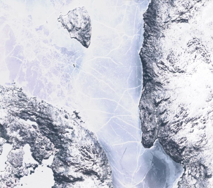Femunden er en av innsjøene i Sør-Norge der isen ligger lenge utover våren. (Bilde: Copernicus Sentinel data 2017) Femunden er en av innsjøene i Sør-Norge der isen ligger lenge utover våren. (Bilde: Copernicus Sentinel data 2017)