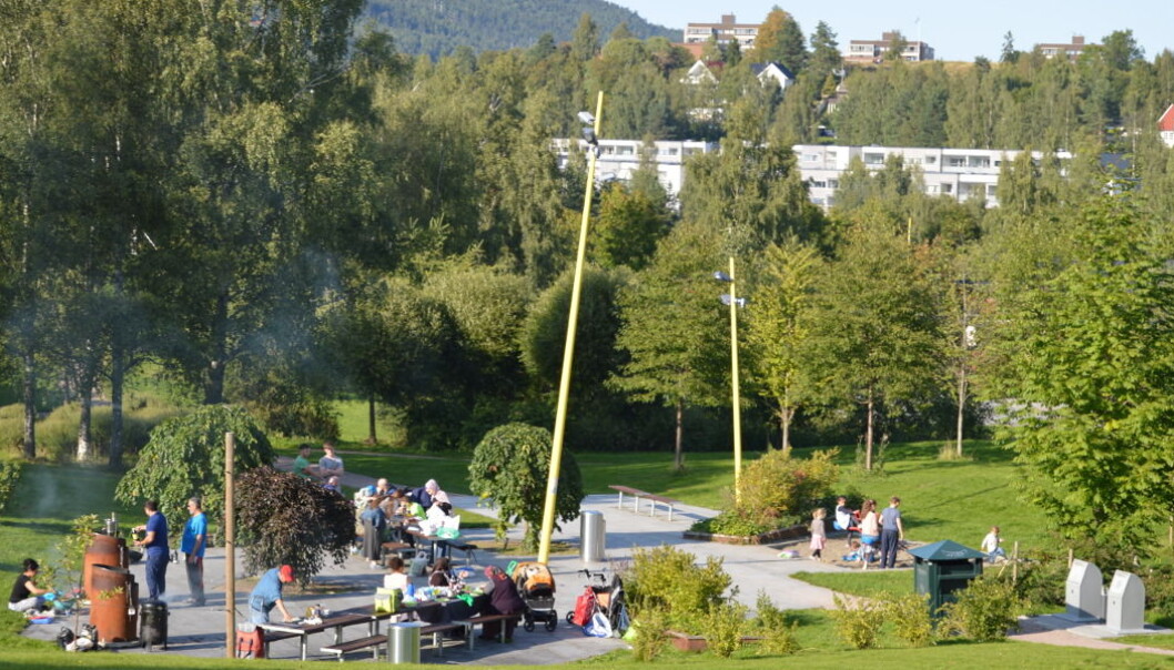 Grillområdet midt i Verdensparken på Furuset er populært. Her kan voksne lage mat og være sammen, mens barna leker. (Foto: Stine Rybråten, NINA) Grillområdet midt i Verdensparken på Furuset er populært. Her kan voksne lage mat og være sammen, mens barna leker. (Foto: Stine Rybråten, NINA)