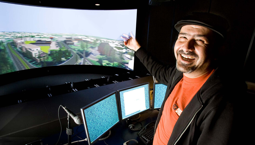 – I dag får vi ofte bare se glansbildet med ferdigbygde hus, ferdigvokste grøntområder og vakre, lykkelige mennesker som bor der. Virtual Reality bør også brukes som et verktøy som viser helheten, sier Ramzi Hassan. (Foto: Håkon Sparre) – I dag får vi ofte bare se glansbildet med ferdigbygde hus, ferdigvokste grøntområder og vakre, lykkelige mennesker som bor der. Virtual Reality bør også brukes som et verktøy som viser helheten, sier Ramzi Hassan. (Foto: Håkon Sparre)
