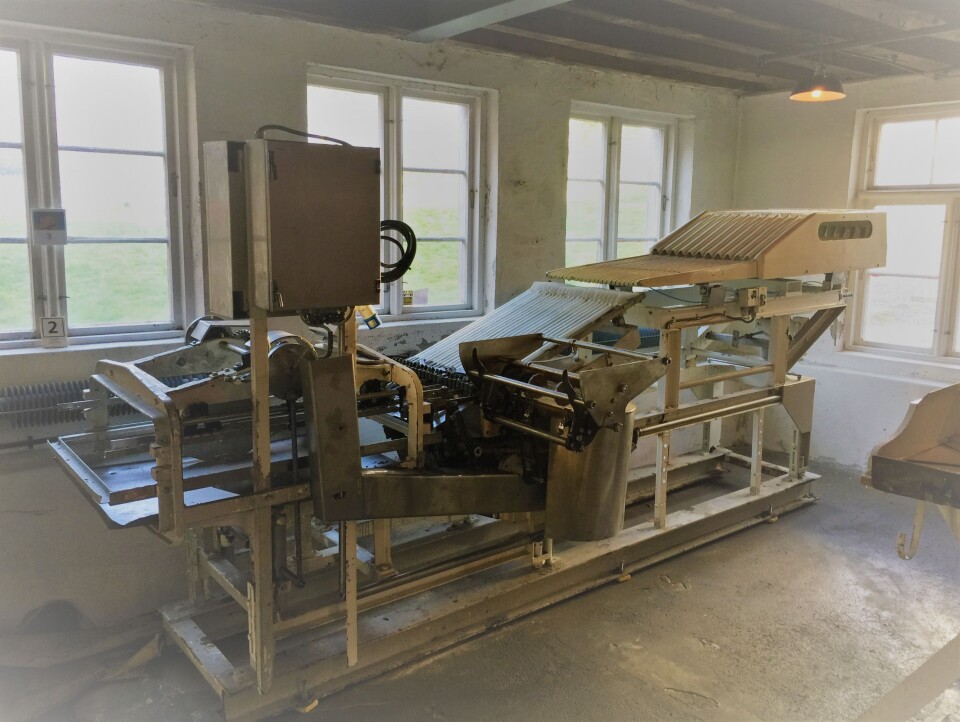 TRIO- tredemaskin brukt på King Oscar sin fabrikk på Davanger frem til 2002 Foto: MUST/ Norsk hermetikkmuseum