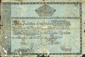 5 speciedaler utgitt av Norges Bank i Trondheim i 1818. 5 speciedaler utgitt av Norges Bank i Trondheim i 1818.