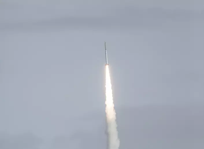 Sonderaketten Maxus-9 ble skutt opp fra Kiruna 7. april 2017 med 5 eksperimenter som fikk 12 minutter med vektløshet. (Foto: SSC/F. Alm)