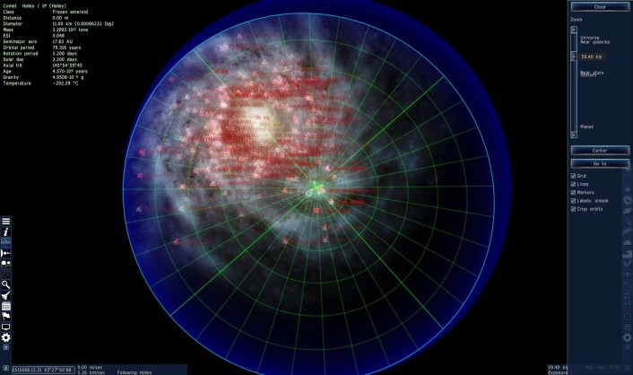 Her er det galaktiske kartet over Melkeveien. (Foto: (Bilde: Space Engine/Skjermdump)) Her er det galaktiske kartet over Melkeveien. (Foto: (Bilde: Space Engine/Skjermdump))