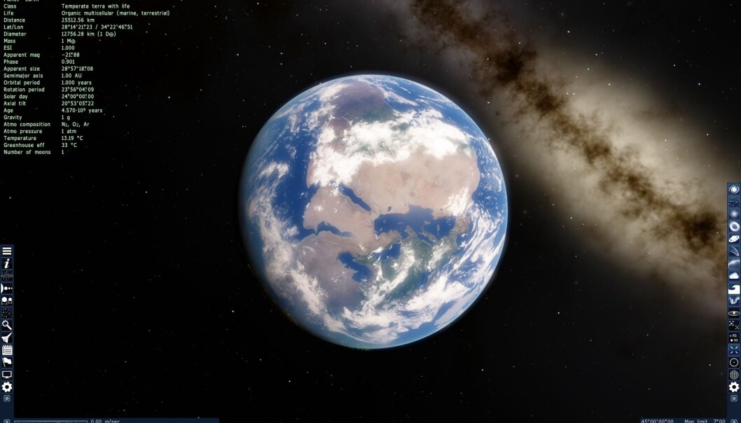 Du kan dra til hver eneste lysprikk du ser på dette bildet. (Bilde: Space Engine/Skjermdump) Du kan dra til hver eneste lysprikk du ser på dette bildet. (Bilde: Space Engine/Skjermdump)