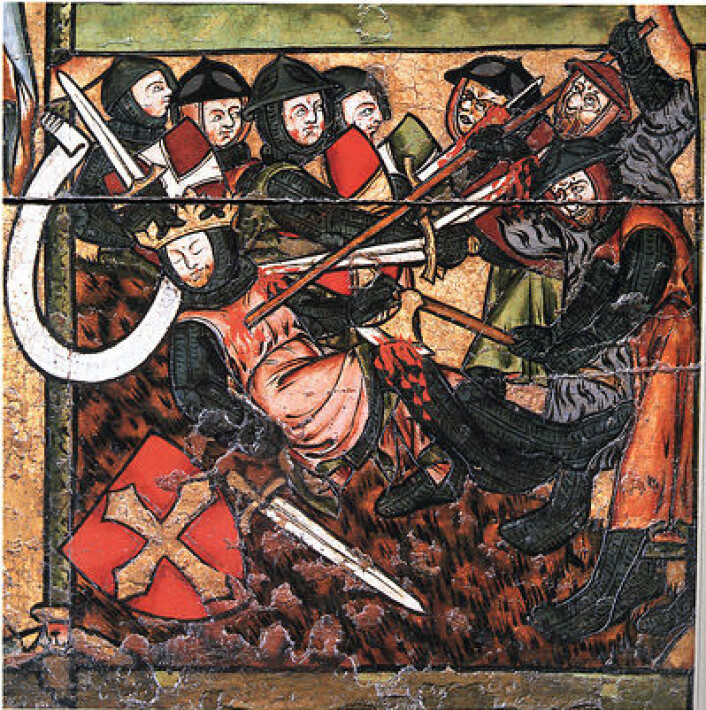 Vi kjenner ikke til hvordan Olav Engelbrektsson så ut, men dette er hans segl med portrett av Heilag Olav. (Foto: (Illustrasjon: Wikipedia, Norges kirker i middelalderen)) Vi kjenner ikke til hvordan Olav Engelbrektsson så ut, men dette er hans segl med portrett av Heilag Olav. (Foto: (Illustrasjon: Wikipedia, Norges kirker i middelalderen))