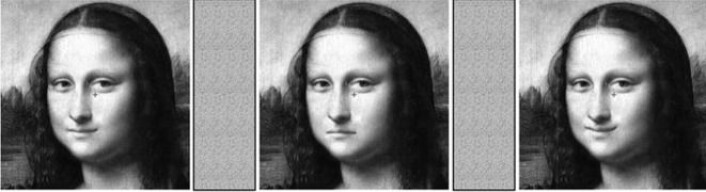 Ulike varianter av Mon Lisas smil som ble vist studiedeltagerne. (Foto: (Bilde fra forskningsartikkelen.)) Ulike varianter av Mon Lisas smil som ble vist studiedeltagerne. (Foto: (Bilde fra forskningsartikkelen.))