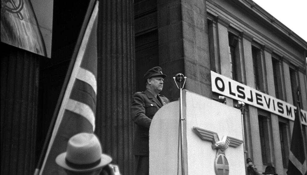 Vidkun Quisling tordnet mot bolsjevismen på Universitetsplassen i Oslo i 1944, men tjue år tidligere hadde han et helt annet syn på kommunistene i Russland. (Foto: Aage Kihle/NTB scanpix) Vidkun Quisling tordnet mot bolsjevismen på Universitetsplassen i Oslo i 1944, men tjue år tidligere hadde han et helt annet syn på kommunistene i Russland. (Foto: Aage Kihle/NTB scanpix)
