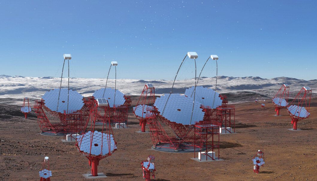 Når Cherenkov Telescope Array er ferdig utbygd, skal observatoriet bestå av over 100 teleskoper på La Palma (Kanariøyene) og i ørkenen i Chile. (Foto: Gabriel Pérez Diaz) Når Cherenkov Telescope Array er ferdig utbygd, skal observatoriet bestå av over 100 teleskoper på La Palma (Kanariøyene) og i ørkenen i Chile. (Foto: Gabriel Pérez Diaz)