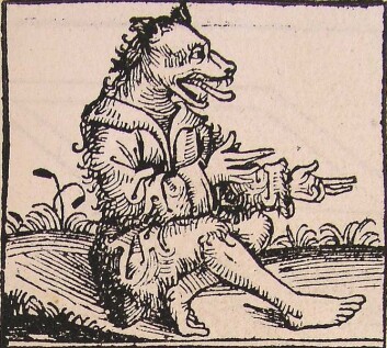 Var det ulveaktige mennesket et slags ikke-menneskelig monster. Bildet er fra Nürnbergkrøniken skrevet av den tyske legen Hartmann Schedel i 1493. Var det ulveaktige mennesket et slags ikke-menneskelig monster. Bildet er fra Nürnbergkrøniken skrevet av den tyske legen Hartmann Schedel i 1493.