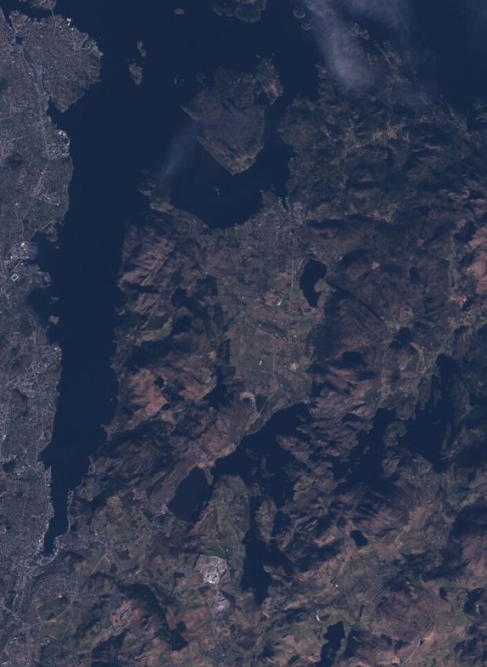 Sentinel-2A tok 7. mars dette bildet av området øst for Stavanger og Sandnes. (Bilde: Copernicus Sentinel data 2017) Sentinel-2A tok 7. mars dette bildet av området øst for Stavanger og Sandnes. (Bilde: Copernicus Sentinel data 2017)