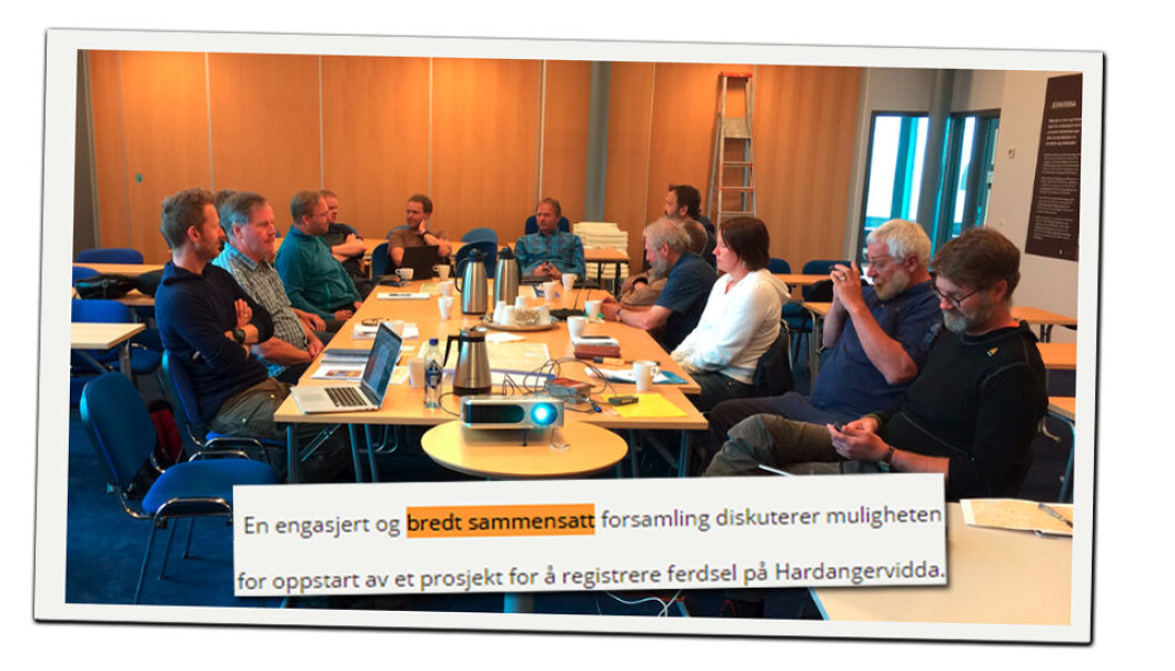 Dette er ikke et uvanlig bilde av en forsamling i norsk villreinforvaltning, heller ikke i utmarksforvaltningen mer generelt, ifølge kronikkforfatterne. (Faksimile: fra Villrein.no, foto av Marianne Singsaas) Dette er ikke et uvanlig bilde av en forsamling i norsk villreinforvaltning, heller ikke i utmarksforvaltningen mer generelt, ifølge kronikkforfatterne. (Faksimile: fra Villrein.no, foto av Marianne Singsaas)