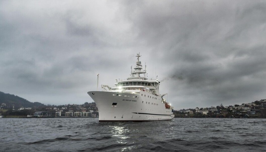 For tida kan du sjå Dr. Fridtjof Nansen omkring Bergen. Nokre dagar ankrar dei opp på Sandviksflaket for å teste utstyr. (Foto: Tor Farstad) For tida kan du sjå Dr. Fridtjof Nansen omkring Bergen. Nokre dagar ankrar dei opp på Sandviksflaket for å teste utstyr. (Foto: Tor Farstad)