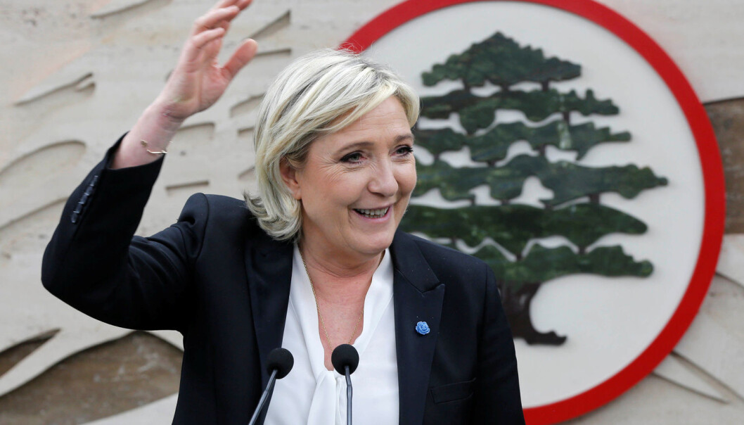 Marine Le Pen er leder av det politiske partiet Nasjonal front. Hun er også en av kandidatene i det kommende presidentvalget i Frankrike. Ligger hun an til å vinne? (Foto: Mohamed Azakir/Reuters/NTB Scanpix) Marine Le Pen er leder av det politiske partiet Nasjonal front. Hun er også en av kandidatene i det kommende presidentvalget i Frankrike. Ligger hun an til å vinne? (Foto: Mohamed Azakir/Reuters/NTB Scanpix)