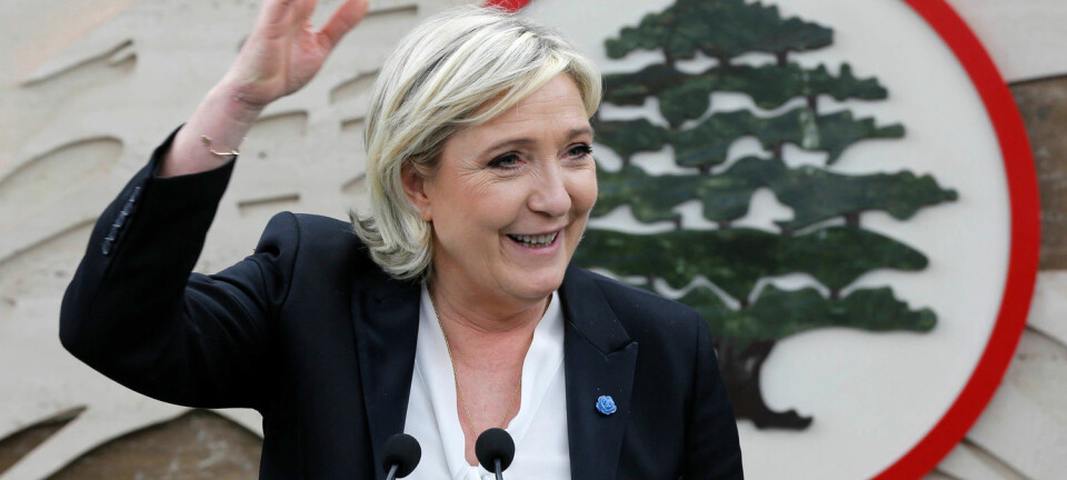 Marine Le Pen er leder av det politiske partiet Nasjonal front. Hun er også en av kandidatene i det kommende presidentvalget i Frankrike. Ligger hun an til å vinne? (Foto: Mohamed Azakir/Reuters/NTB Scanpix)