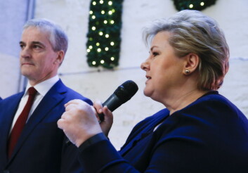 På et frokostmøte i slutten av januar møttes statsminister Erna Solberg (H) og Jonas Gahr Støre (Ap) for å forklare hvordan de mente Norge burde møte automatiseringen av arbeidslivet. (Foto: Terje Pedersen / NTB scanpix) På et frokostmøte i slutten av januar møttes statsminister Erna Solberg (H) og Jonas Gahr Støre (Ap) for å forklare hvordan de mente Norge burde møte automatiseringen av arbeidslivet. (Foto: Terje Pedersen / NTB scanpix)