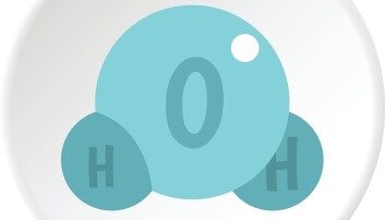 Hydrogenatomer+oksygenatom=vannmolekyl (Colourbox) Hydrogenatomer+oksygenatom=vannmolekyl (Colourbox)
